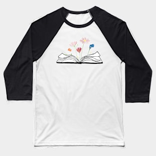 Flowers growing form a book - beautiful reading - pink Baseball T-Shirt